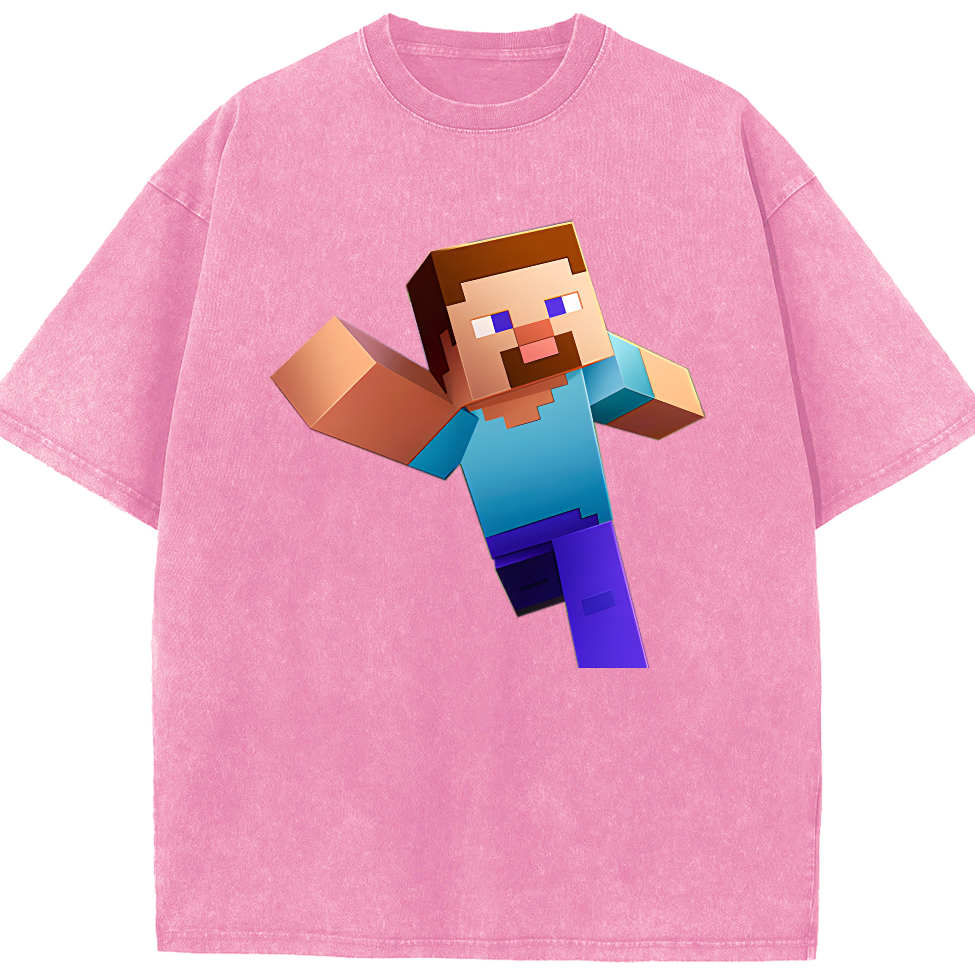 （画像用） マインクラフト ブロックの世界 Minecraft MC Block world 綿100% ヴィンテージ風 半袖Tシャツ（フロントプリント）